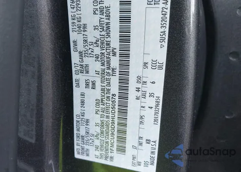 2017 Ford Escape Se из США, поврежденный, VIN 1FMCU9GD9HUD50578